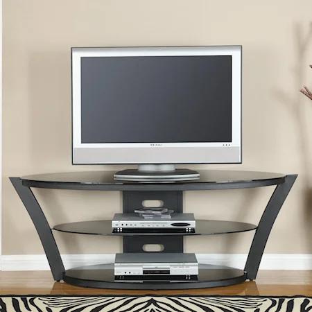 Television Stand w/ 3 Oval Glass Shelves